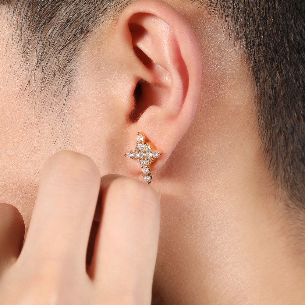 Earrings Snowflake Shape Magnetic Earrings snowflake Spectrum