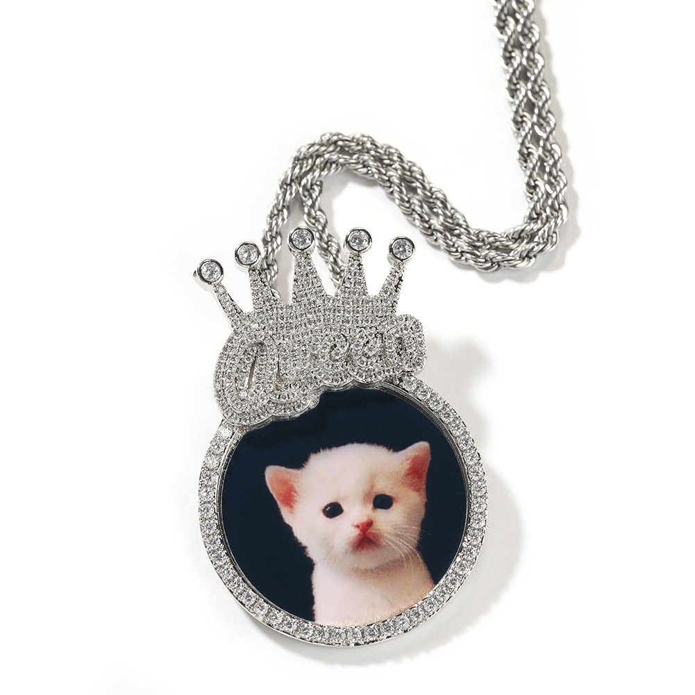 Jewelry INS Wind Crown Pendant Hip Hop Necklace with Diamonds St. Valentine's Royalty Spectrum