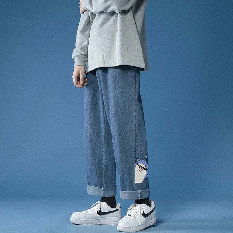 Men Jeans Summer Baggy Straight Trousers