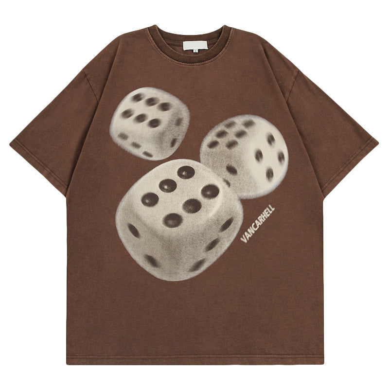 High-quality pure cotton T-shirt dice trendy couple