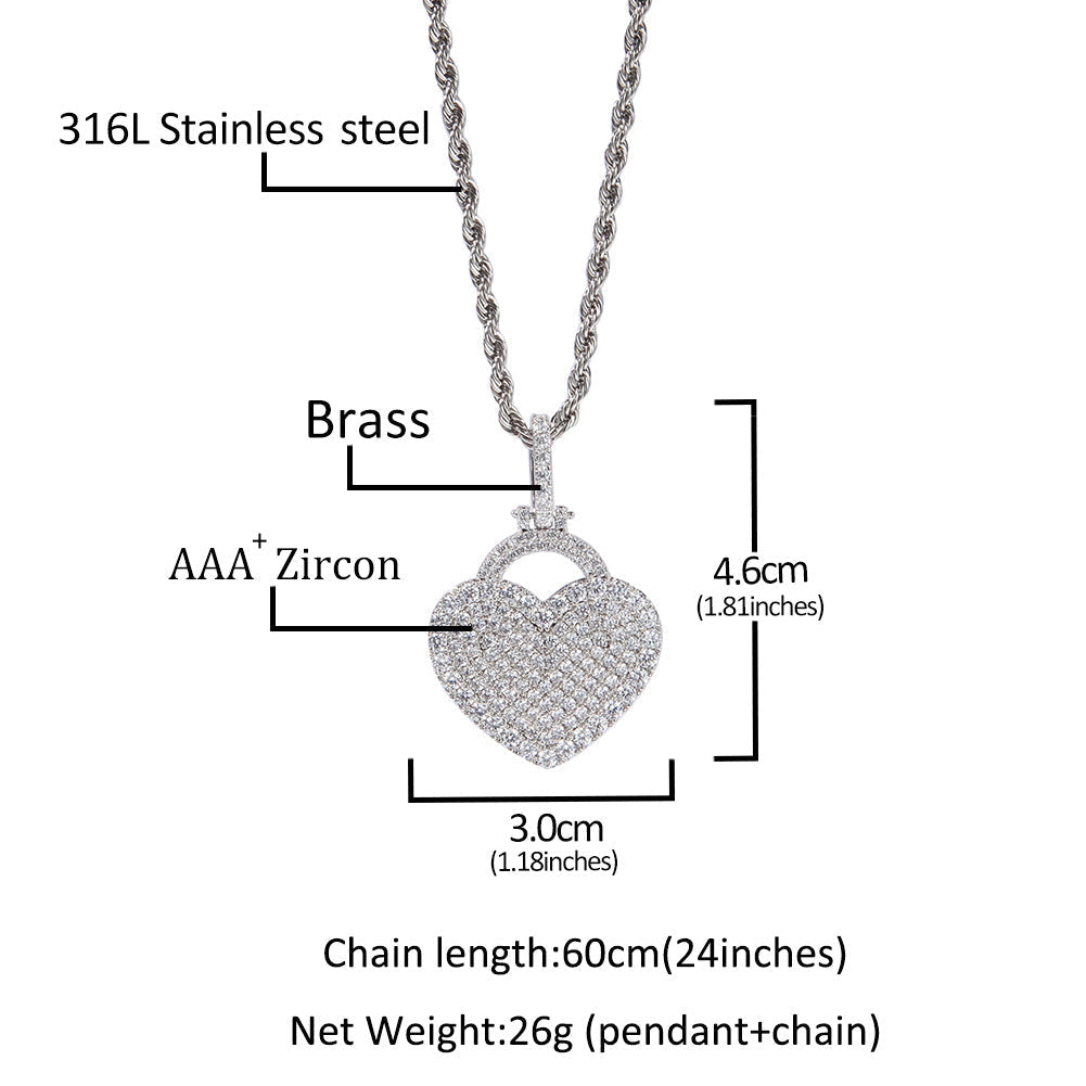 Jewelry Zircon Love Lock Necklace Design Sense Pendant St. Valentine's Spectrum