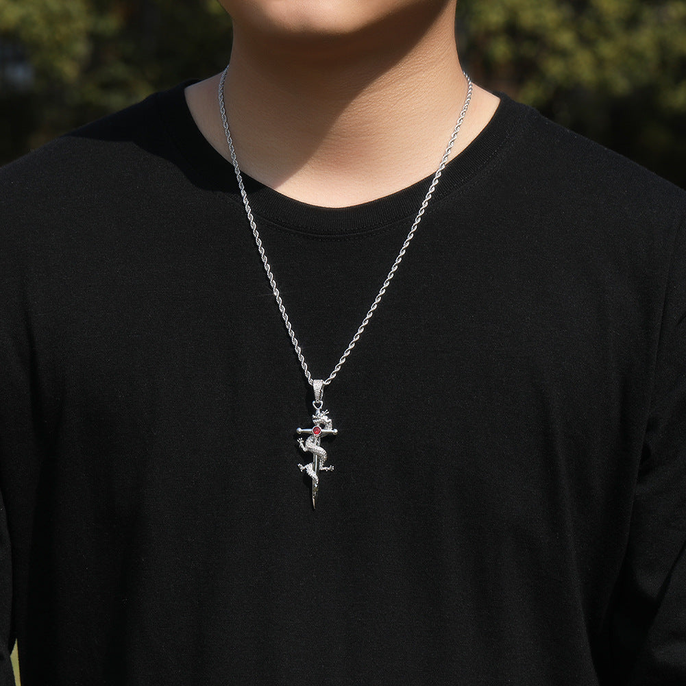 Jewelry Hip Hop Chinese Dragon Cross Miniature Zircon Pendant Royalty Crosses Jesus Pieces