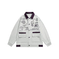 Unisex Jacket Vintage Denim Jacket Printed Loose Denim Jacket Denim Coat
