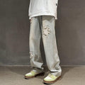 Men Jeans Oldschool Ripped Jeans Men's Summer Loose Straight P Pants