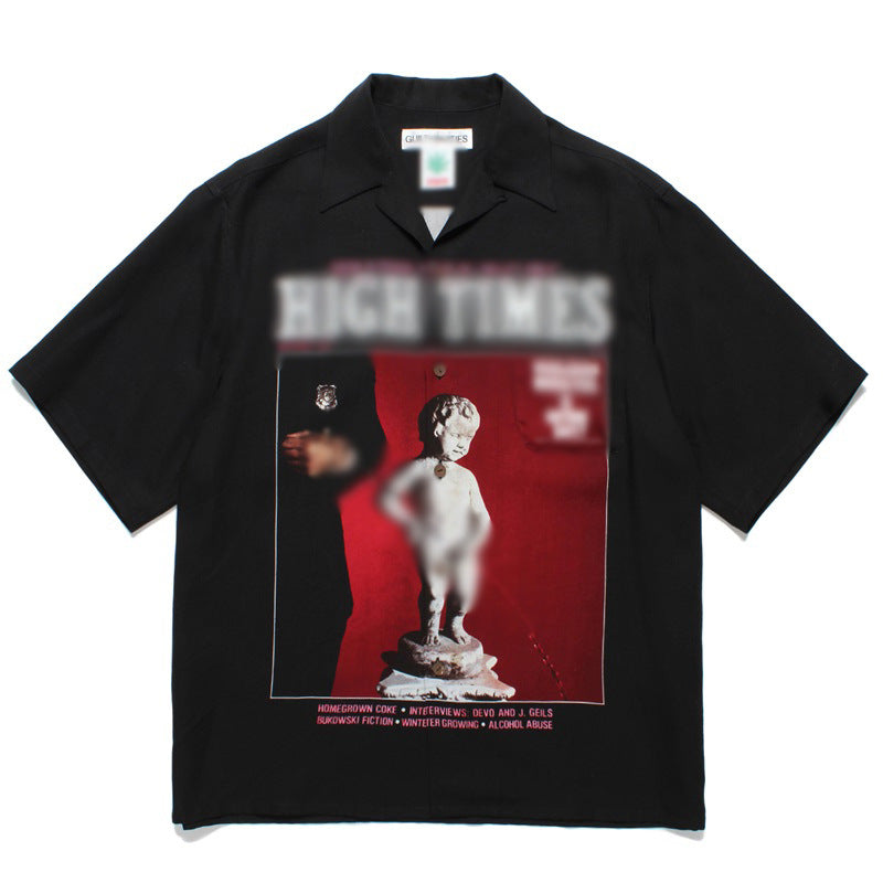 GUILTYPARTIES TIGER Shirts High Times Original Poster Lick Mama Hawaiian Short Sleeve Shirt