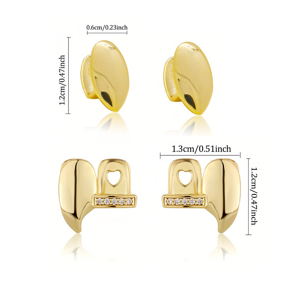 Grillz Hip-Hop Rock Symmetrical Fangs Zircon Braces Horizontal Bar Combination Personalized Dentures Men's Cross-Border Hip-Hop Accessories