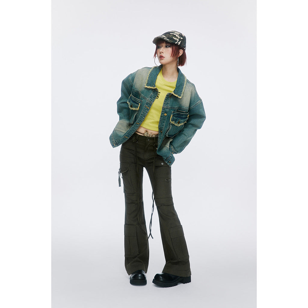 Unisex Jacket Vintage Washed Denim Jacket Loose Jacket Denim Jacket
