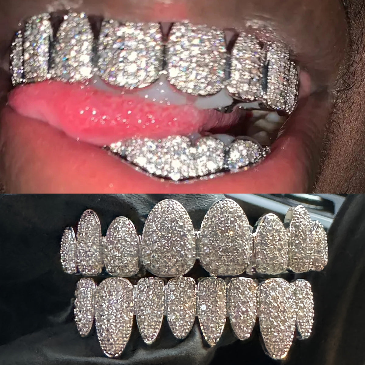 Grillz Hip-Hop Rock Hip-Hop Braces Real Gold Plated 8-tooth Micro-studded Diamond Cross-Border Hiphop Braces Halloween Hip-Hop Ornaments