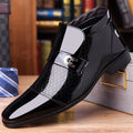 Men Boots Cross-border Large Size Men's Leather Shoes Glossy Patent Leather Sleeve High Top Men's Shoes Business Casual Dress British Style Small Leather Shoes