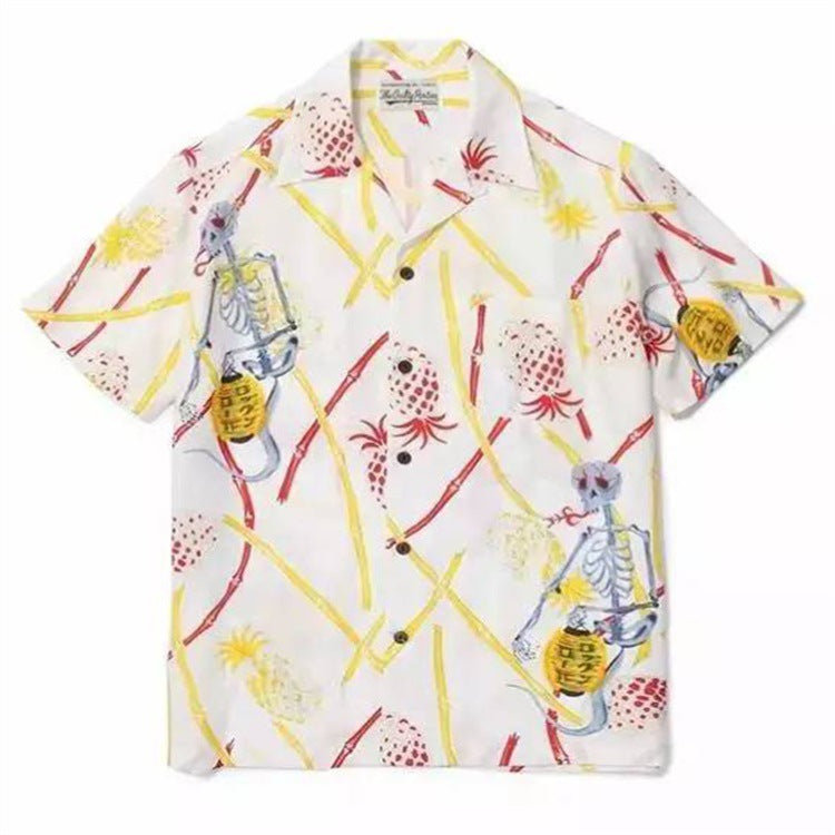 GUILTYPARTIES TIGER Shirts 18SS Heaven Tokyo, covered in pineapple skull Hawaiian short-sleeved shirt