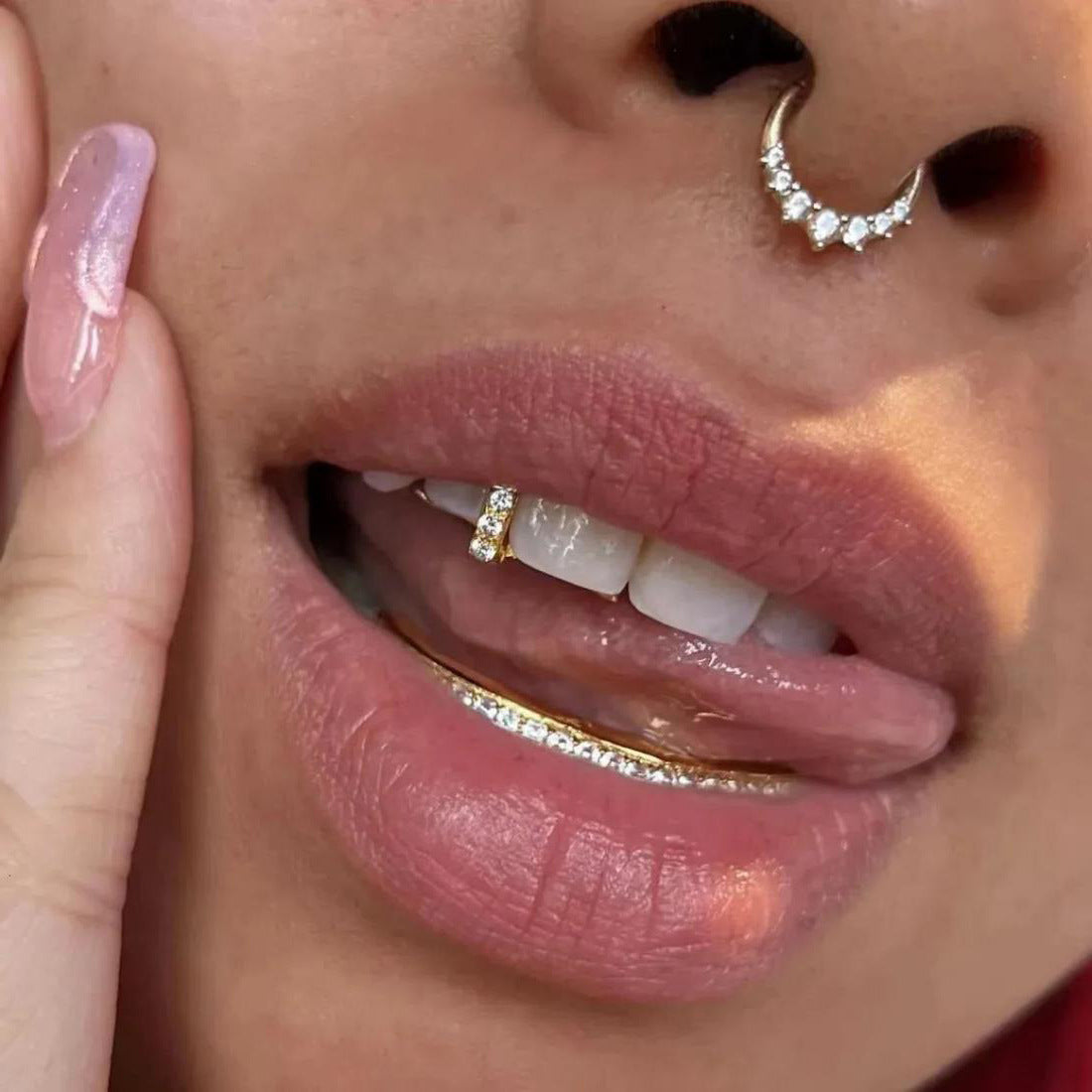 Grillz Hip-Hop Rock Hip Hop Zirconium Trim Braces TeethGrillz Real Gold Plated Braces