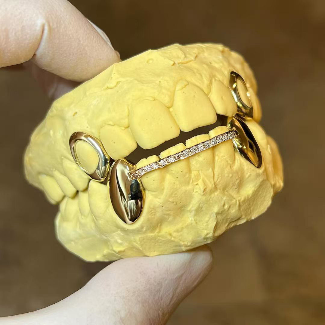 Grillz Hip-Hop Rock Hip Hop Zirconium Trim Braces TeethGrillz Real Gold Plated Braces
