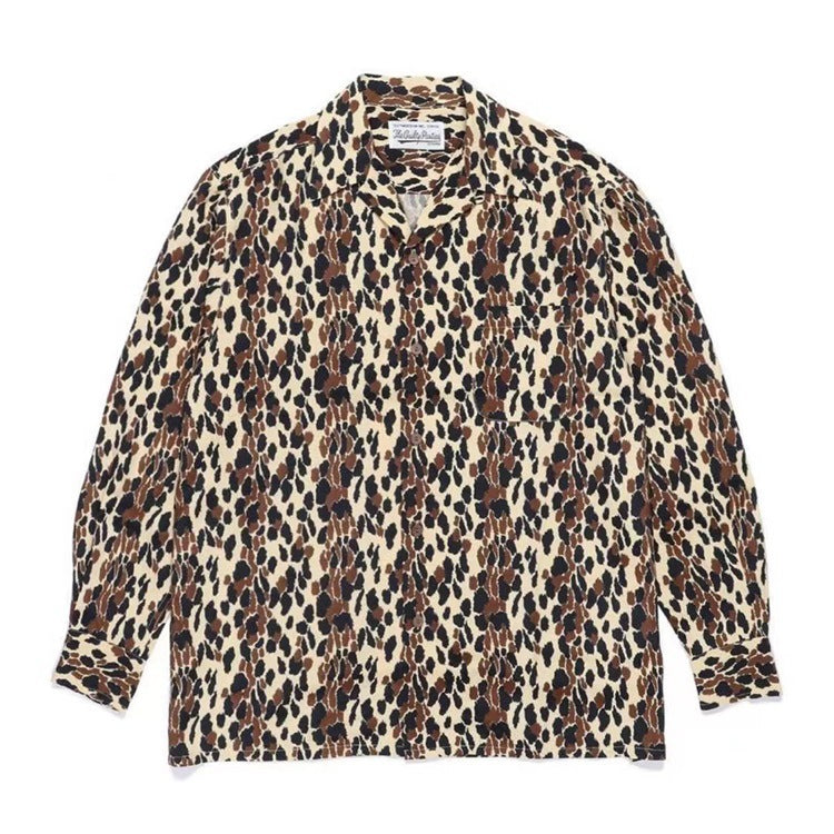 GUILTYPARTIES TIGER Long sleeved shirt 22AW Japanese LEOPARD Cuban collar casual leopard print long sleeved shirt men