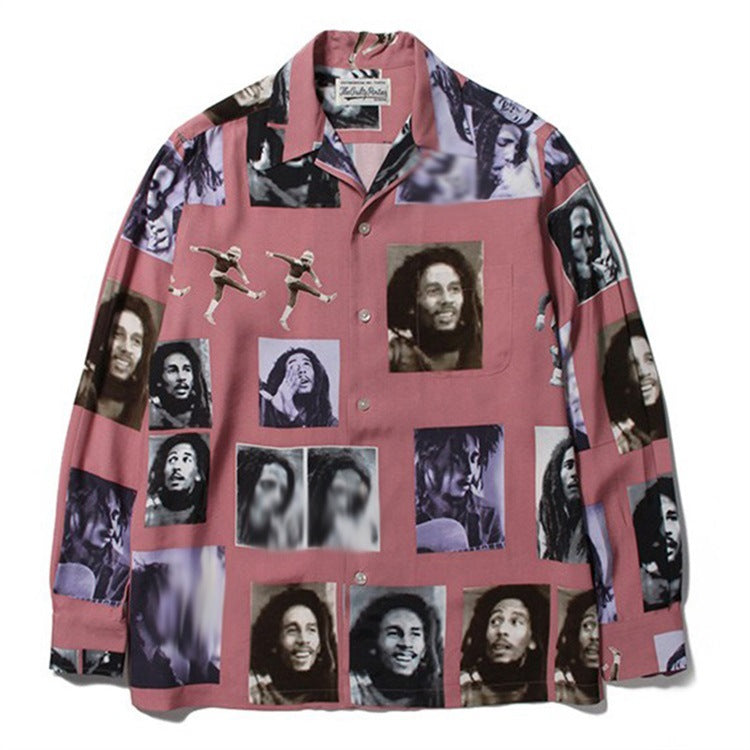 GUILTYPARTIES TIGER Long sleeved shirt bob-marley hawaii casual rayon long sleeved shirt men