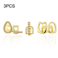 Grillz Hip-Hop Rock Hollow Love Stick Drill Triple Braces Daily Out Cool Glossy Gold Teeth Hip Hop Versatile Accessories