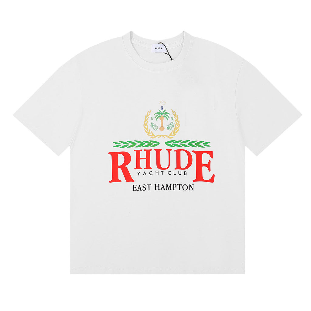 Rhude T Shirt Sailing Letter Coconut Logo Short Sleeve T-Shirt