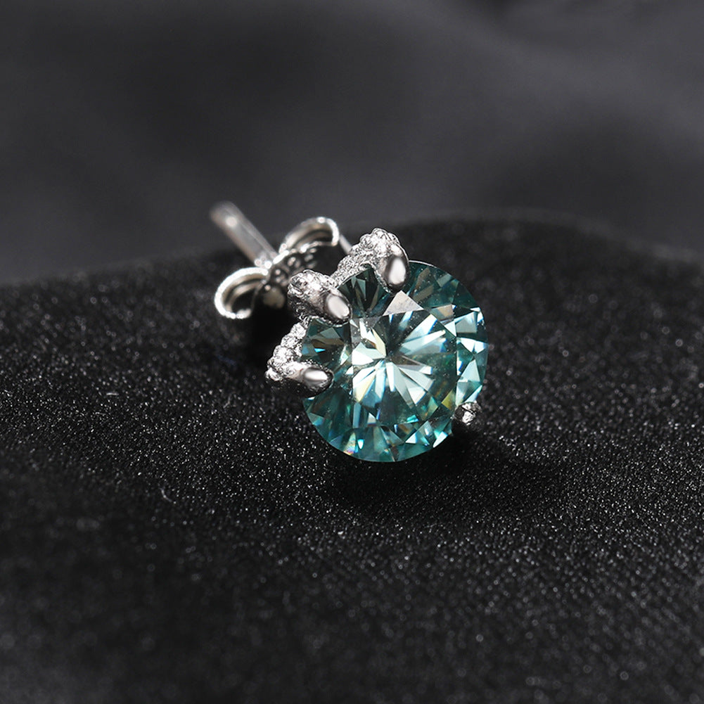 Earrings S925 Silver Moissanite Dragon Claw Earrings Animal Spectrum