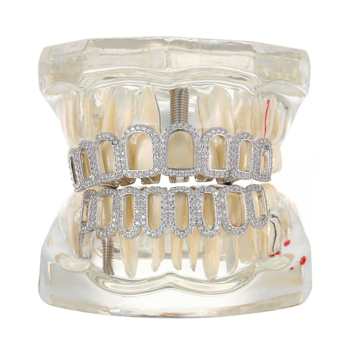 Grillz Hip-Hop Rock Hip Hop Braces Real Gold Plated 8-tooth Hollow Filled Diamond Cross-Border HIPHOP Braces Halloween Hip Hop Ornaments
