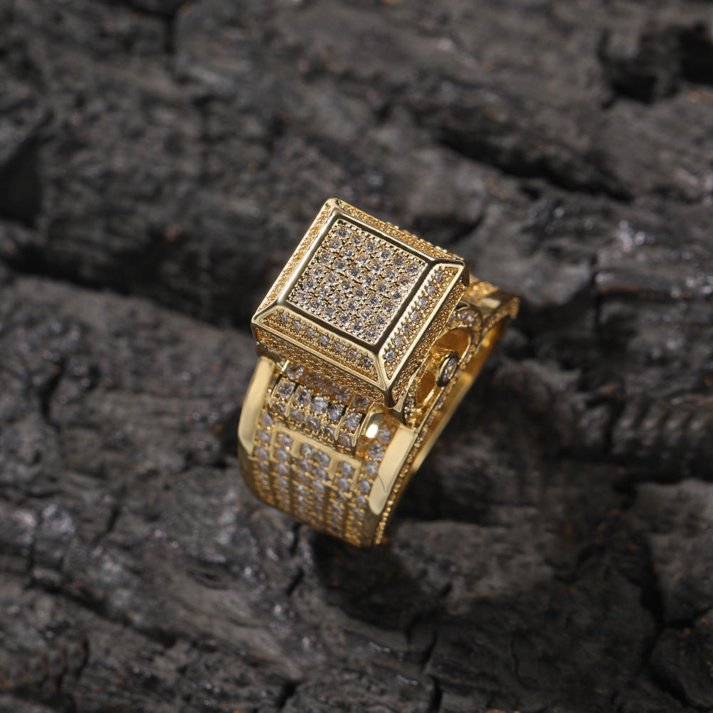 Rings Vintage Square Diamond Ring Hip Hop American Spectrum St. Valentine's