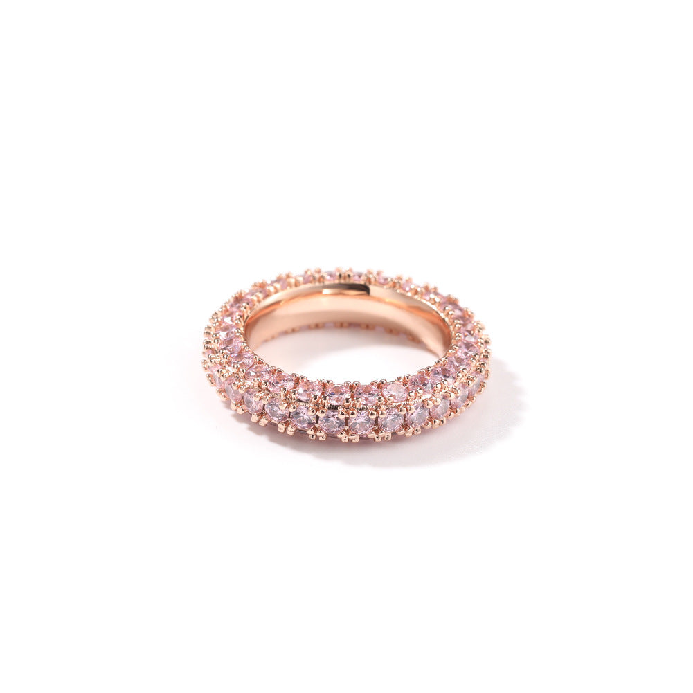 Rings Simple Three-Sided Zircon Design Hip Hop Ring St. Valentine's