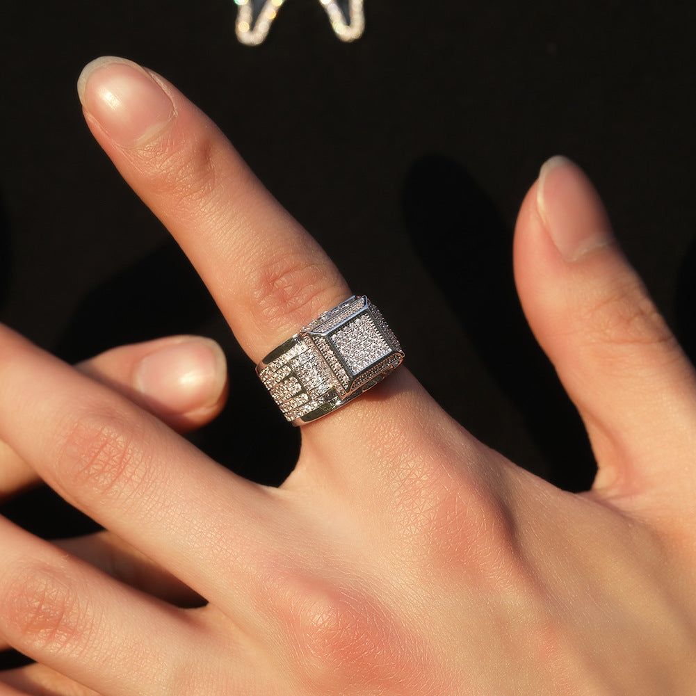 Rings Vintage Square Diamond Ring Hip Hop American Spectrum St. Valentine's