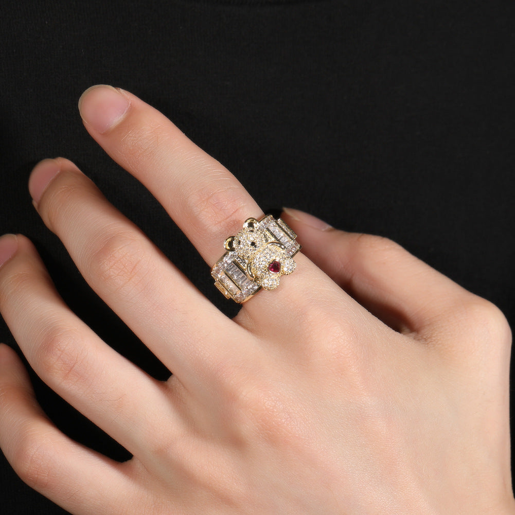 Rings Bear Diamond Ring Female ins St. Valentine's