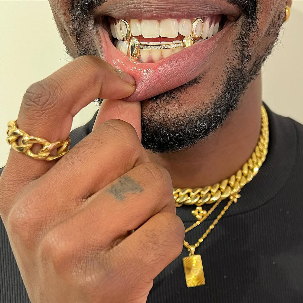 Grillz Hip-Hop Rock Hip Hop Zirconium Trim Braces TeethGrillz Real Gold Plated Braces