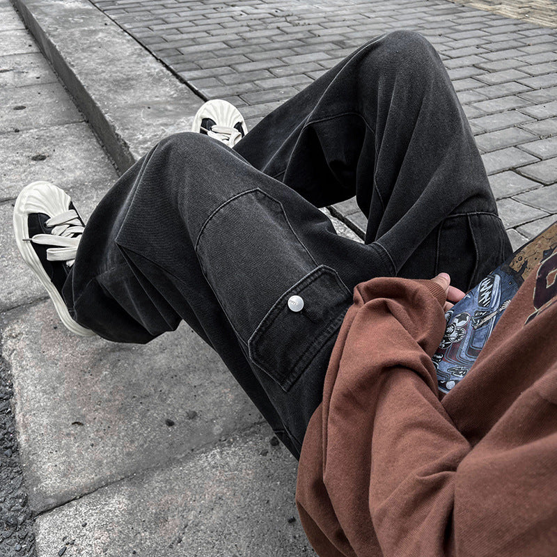 Men Jeans Vintage Jeans Vintage Straight-Leg Pants Oversize Wide Leg Pants