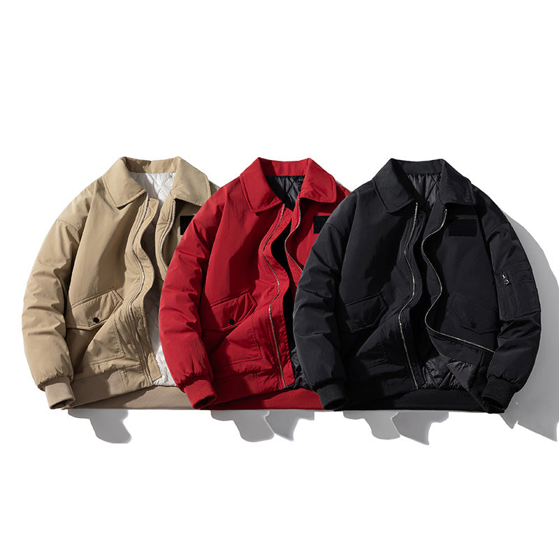 Mens Vintage Jackets Lapel cotton jacket oversize