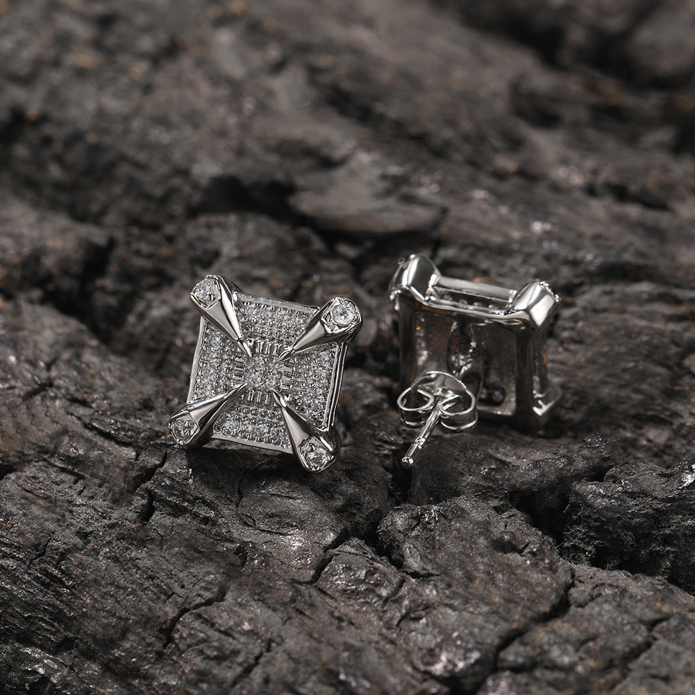 Earrings Zircon Square Earrings Spectrum
