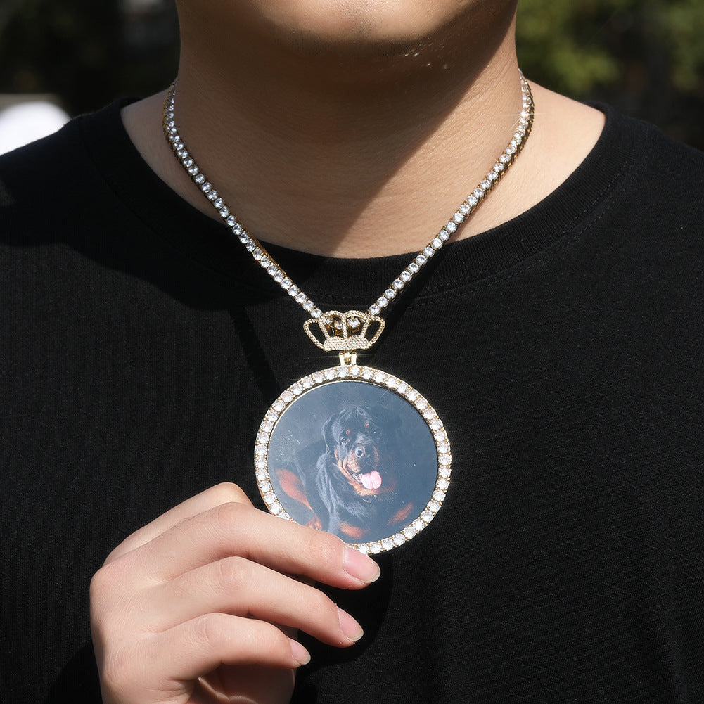 Jewelry Hip Hop Pendant Gold Silver Rose Gold Round DIY Pendant Necklace Animal