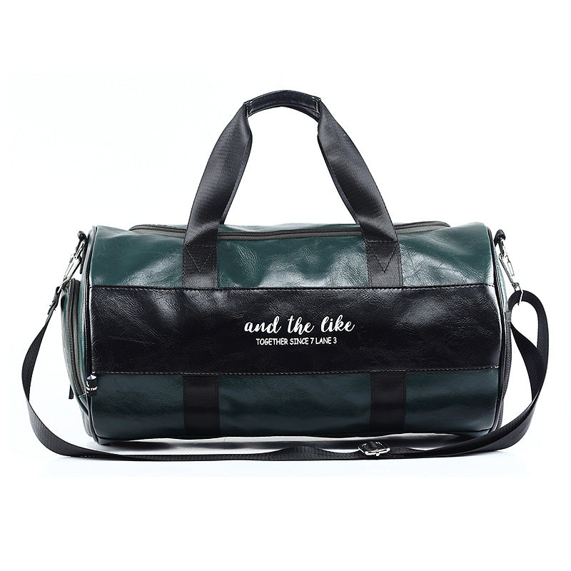 Leather duffel bag travel bag shoulder messenger bag sports bag wet and dry separation men's fitness bag women's hand
