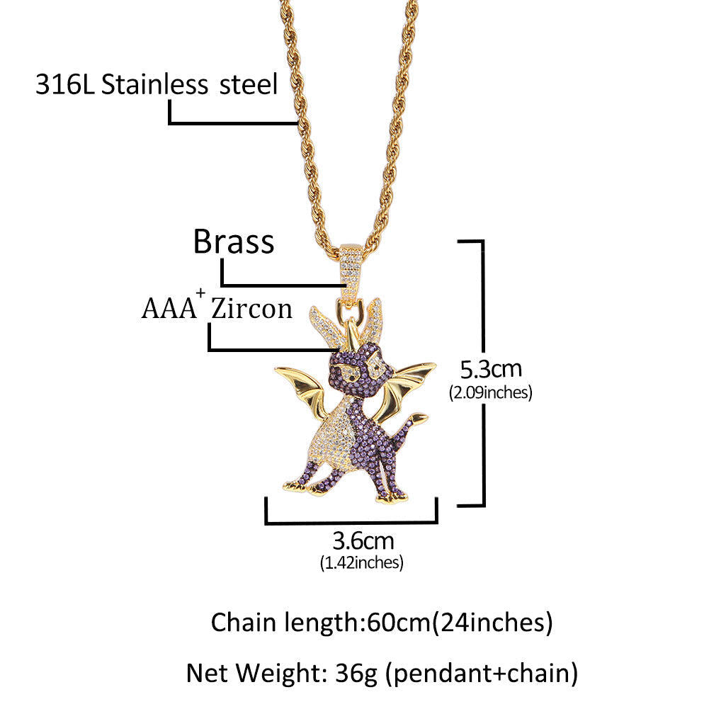 Jewelry Copper Zircon Two Tone Pendant HIPHOP Animal Royalty Far East