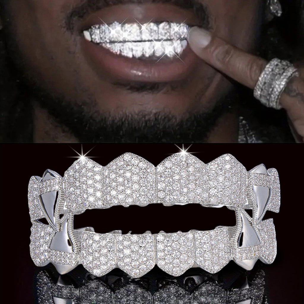 Grillz Hip-Hop Rock Hip Hop Jewelry Full Diamond Hip Hop Pointed Mouth Braces Hiphop Braces Jewelry