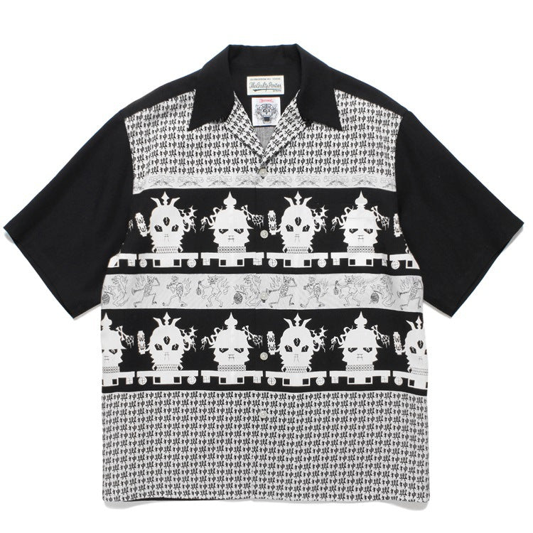GUILTYPARTIES TIGER Shirts 24ss Shenxing checkered rayon, Hawaiian casual short-sleeved shirt men