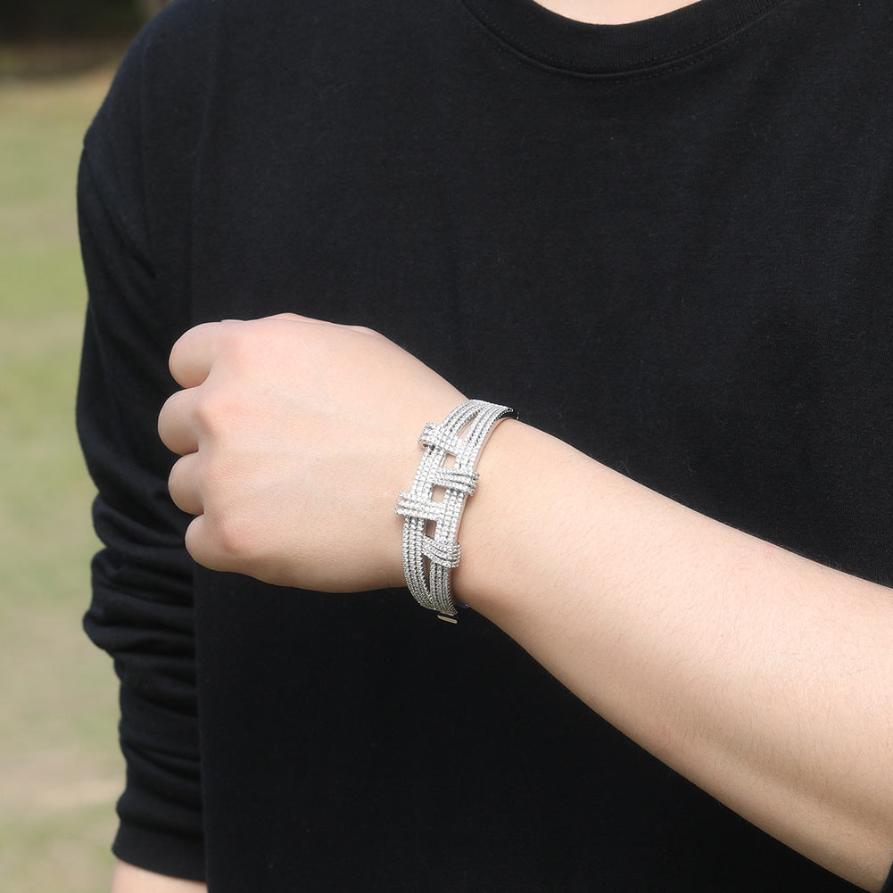 Bracelet Double Bracelet Metal Wind Diamond Tide Cool St. Valentine's