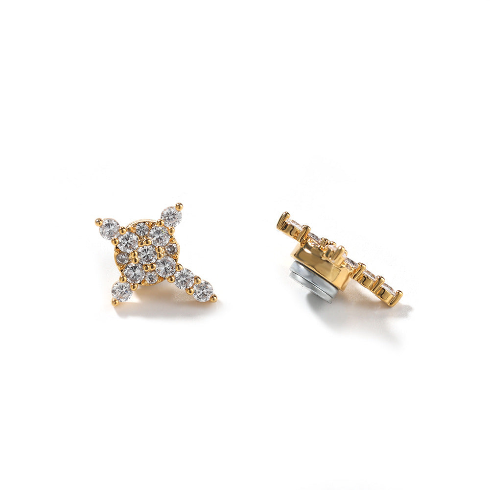 Earrings Snowflake Shape Magnetic Earrings snowflake Spectrum