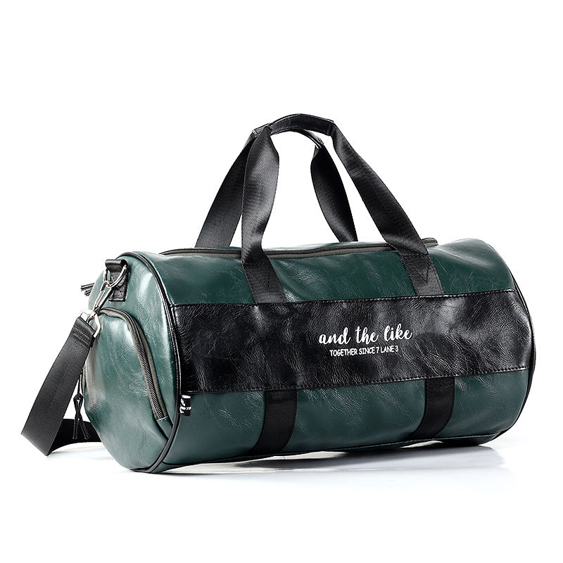 Leather duffel bag travel bag shoulder messenger bag sports bag wet and dry separation men's fitness bag women's hand