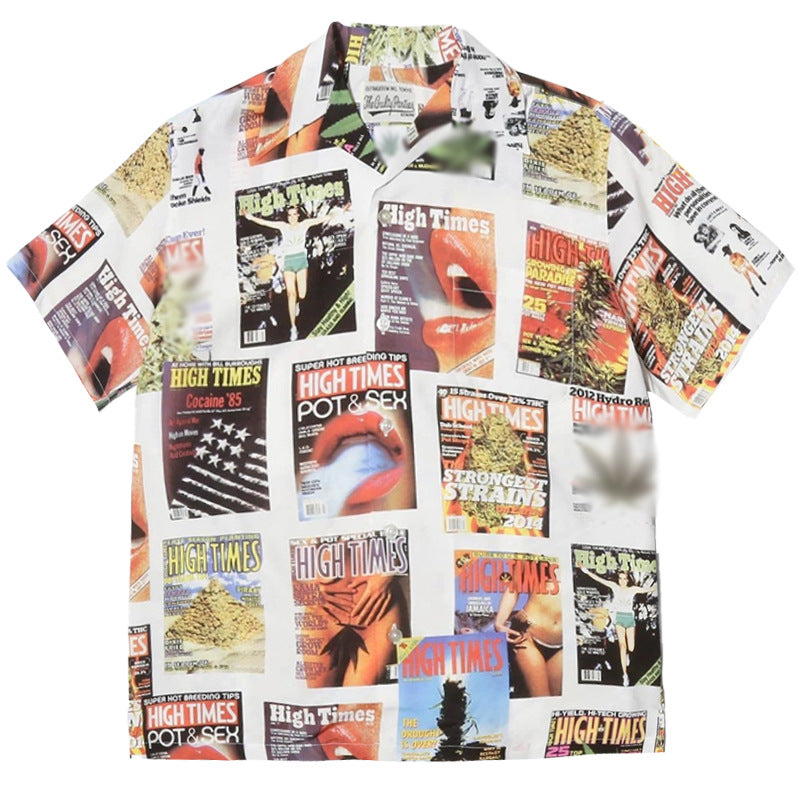GUILTYPARTIES TIGER Shirts High Times Original Poster Lick Mama Hawaiian Short Sleeve Shirt