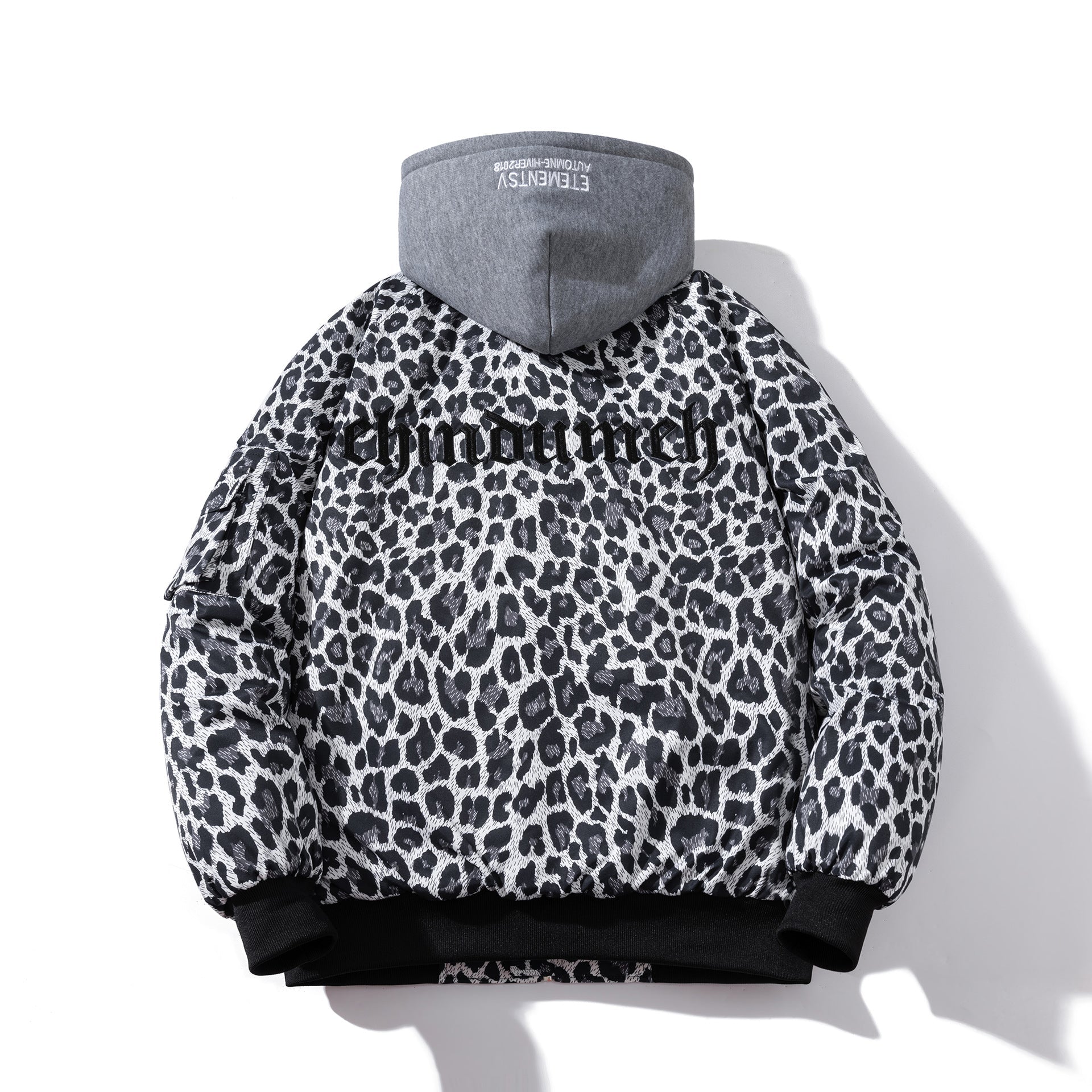 Mens Vintage Jackets Leopard print jacket Autumn padded jacket Thermal baseball jersey