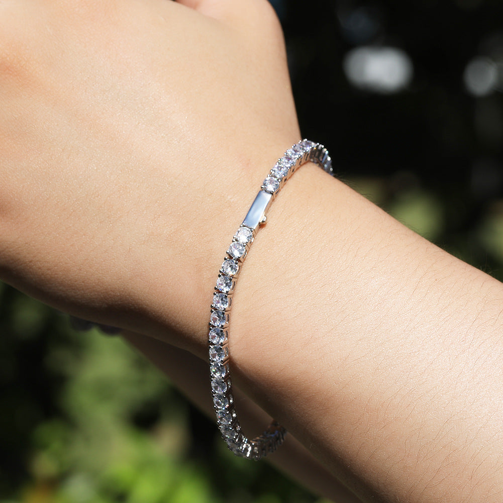 Bracelet 4MM Copper Zircon Spring Fashion Diamond Bracelet Jesus Pieces Royalty
