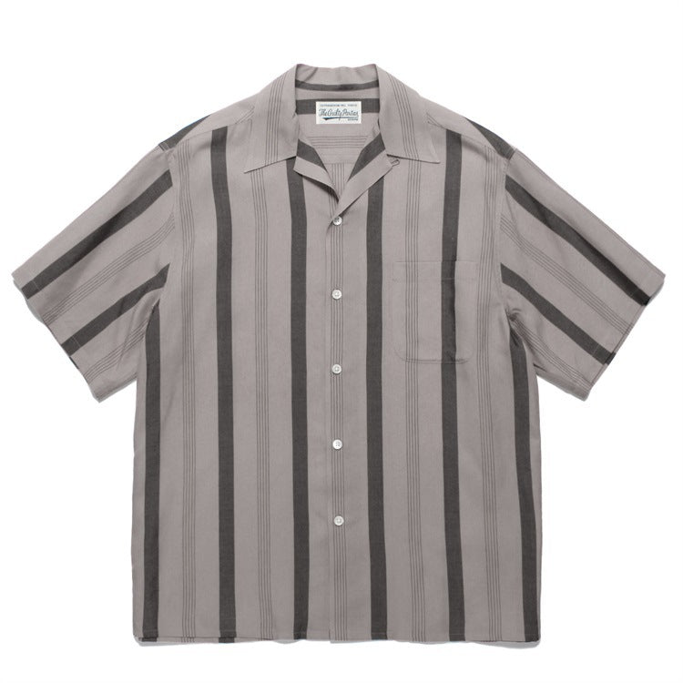 GUILTYPARTIES TIGER Shirts 24ss Striped Classic, Rayon Hawaiian Casual Short Sleeve Shirt Men