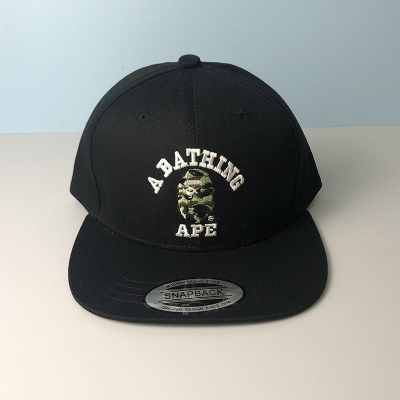 Bathing Ape Bape Hat Embroidered Round Label Baseball Cap Hard Top Street Hip Hop Flat Edge Cap