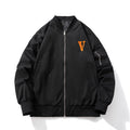 Mens Vintage Jackets Letter Embroidery Loose Baseball Flight Suit