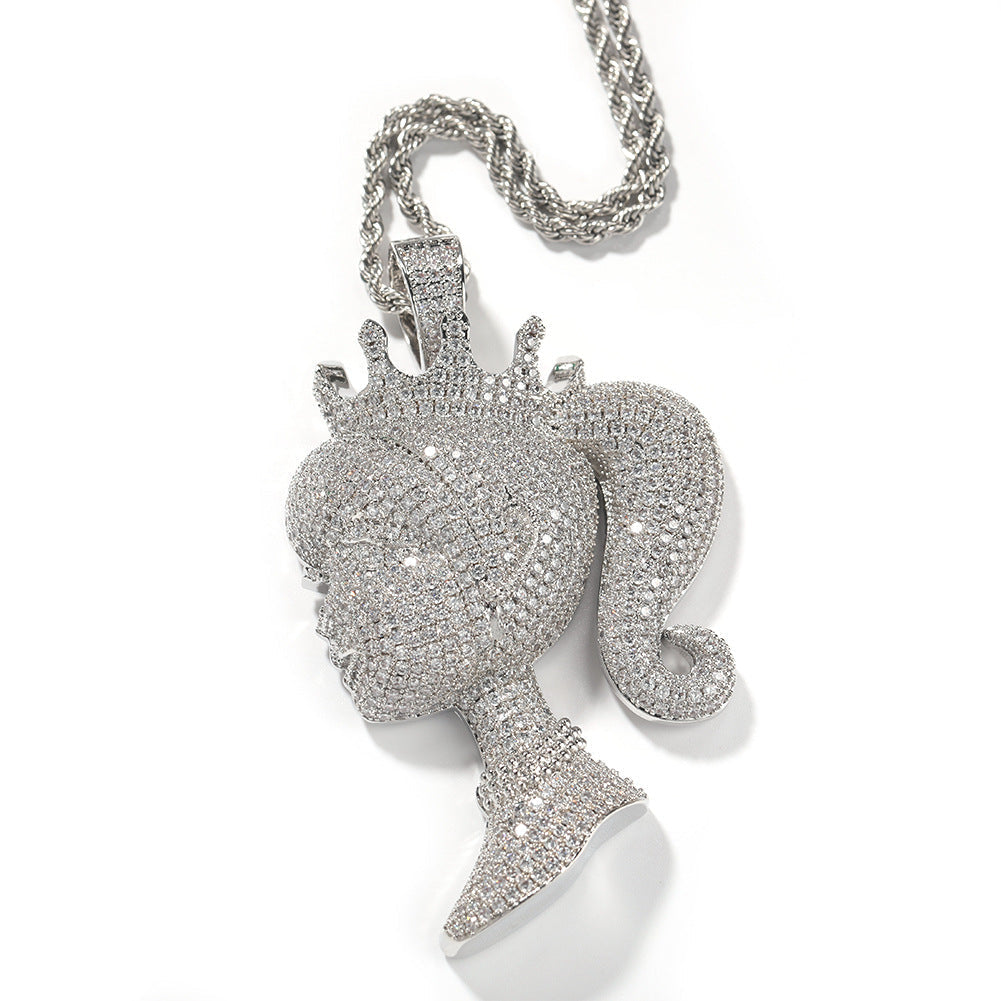 Jewelry ins Crown Barbie Pendant Necklace Copper with Zircon Angel Pieces Royalty Spectrum St. Valentine's