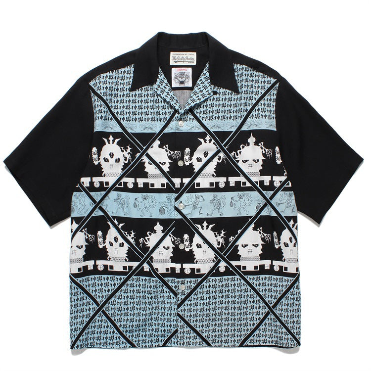 GUILTYPARTIES TIGER Shirts 24ss Shenxing checkered rayon, Hawaiian casual short-sleeved shirt men