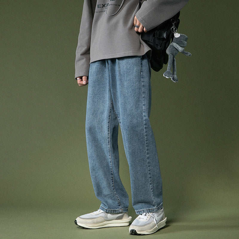 Men Jeans Straight Loose Summer Boys Casual Trousers