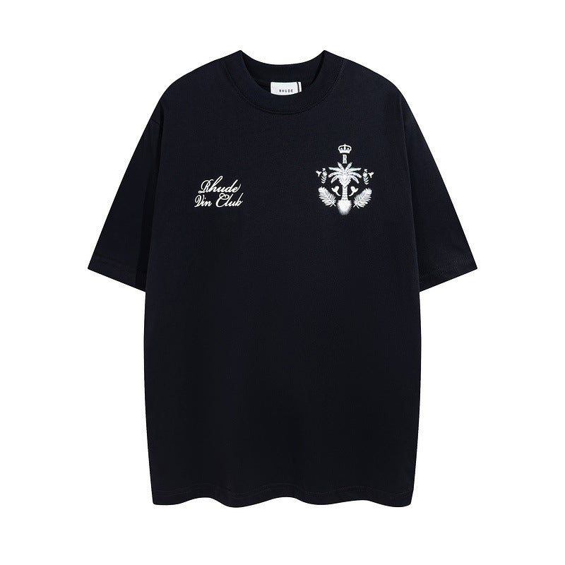 Rhude T Shirt Micro Label Letter Coconut Pattern Short Sleeve T-Shirt
