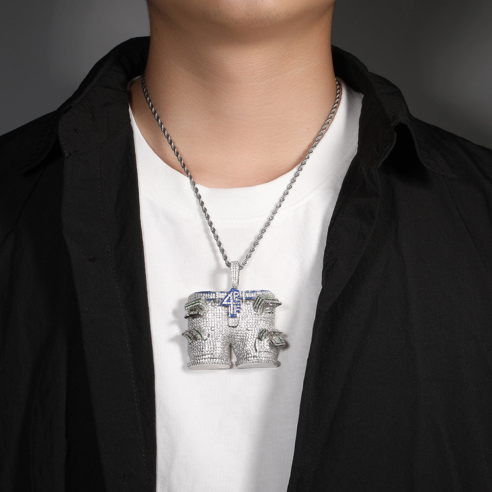 Jewelry 4PF Pants Pendant Necklace Zircon Royalty Far East