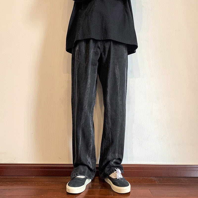 Men Jeans Baggy Straight Trousers Spring Split Baggy Pants